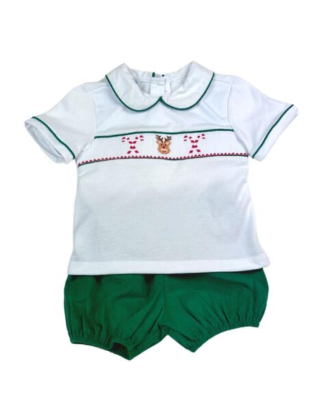 Reindeer and Candy Cane Smocked Set