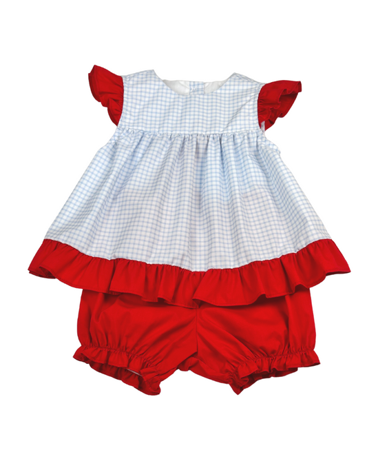 Light Blue/Red Bloomer Set