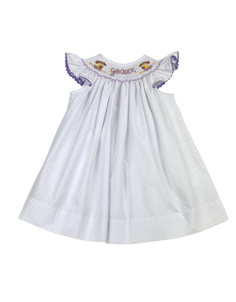 Lavender Bitty Dot Bishop Smock Cheer Dress