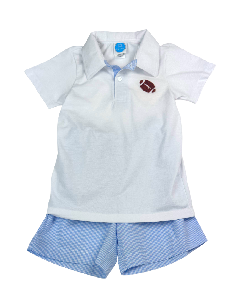 Light Blue French Knot Football Polo Short Set