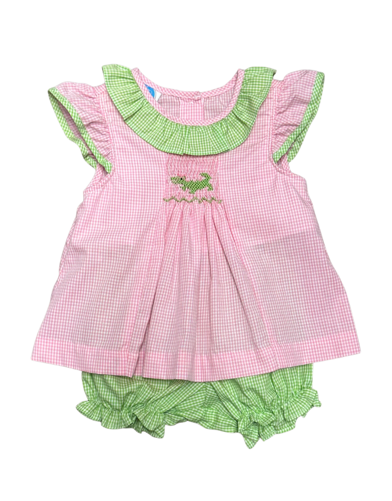 Pink Smock Alligator Bloomer Set