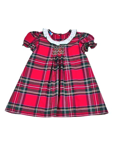 Red Plaid Smocked Dress