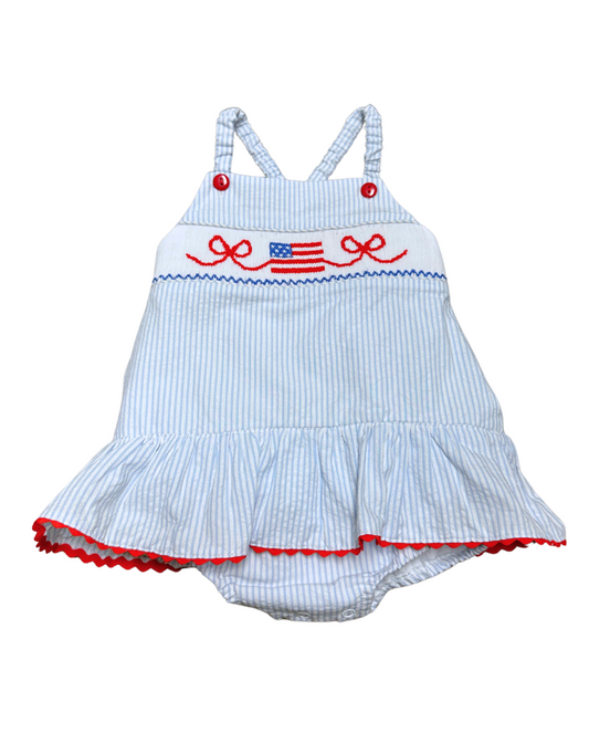 American Flag and Bow Smock One Piece Swim Suit