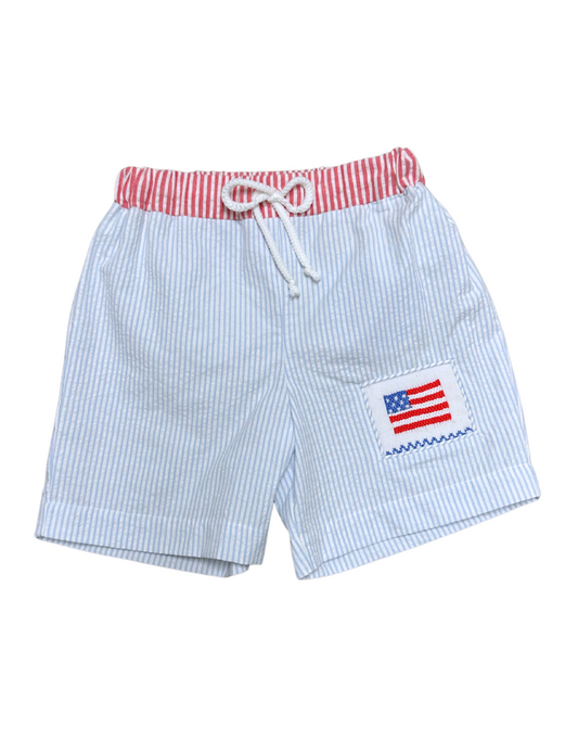 American Flag Smock Swim Trunk