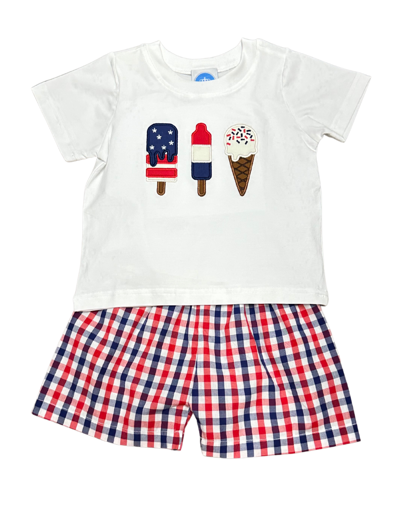 Popsicle Trio Boys Plaid Short Set