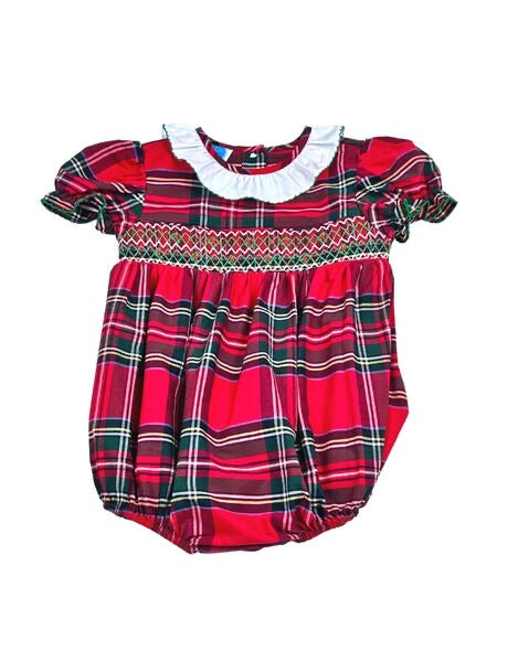 Red Plaid Smock Girls Bubble