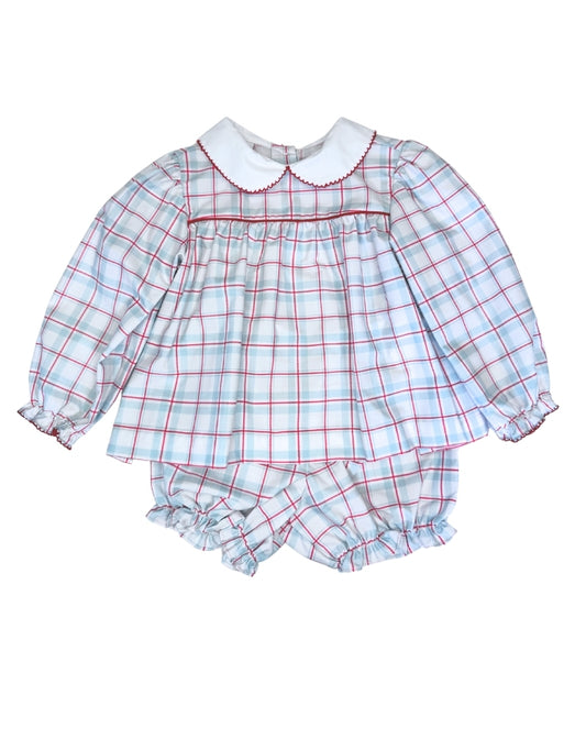 Fall Plaid Long Sleeve Bloomer Set