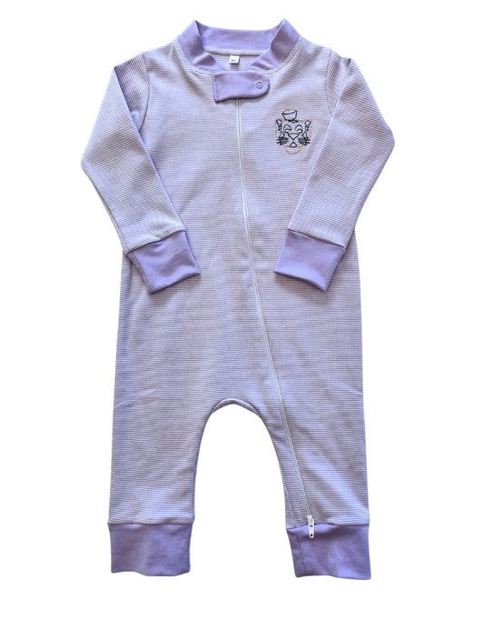 Purple Stripe Pima Tiger 2 Way Zipper PJ