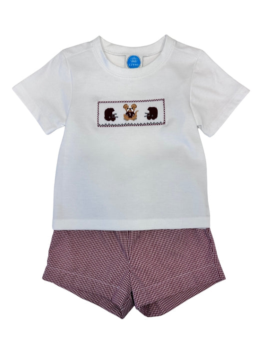 Maroon Bulldog Smock Short Set