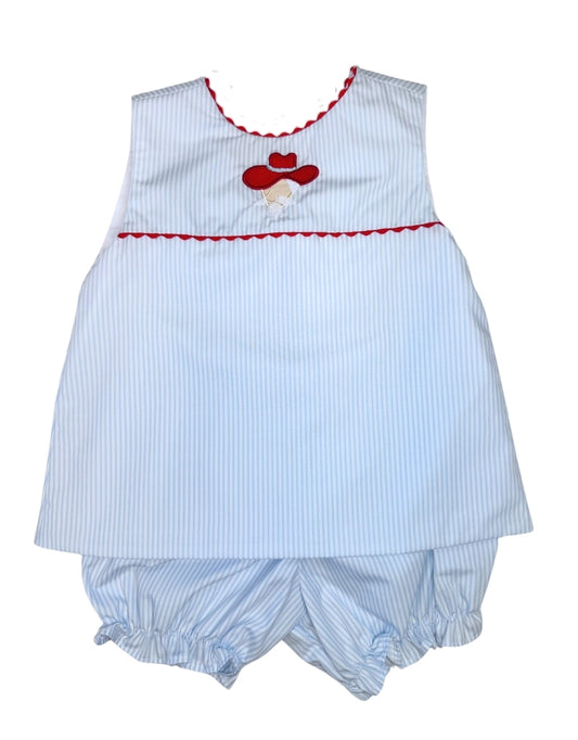 Blue Rebel Ric Rac Bow Bloomer Set