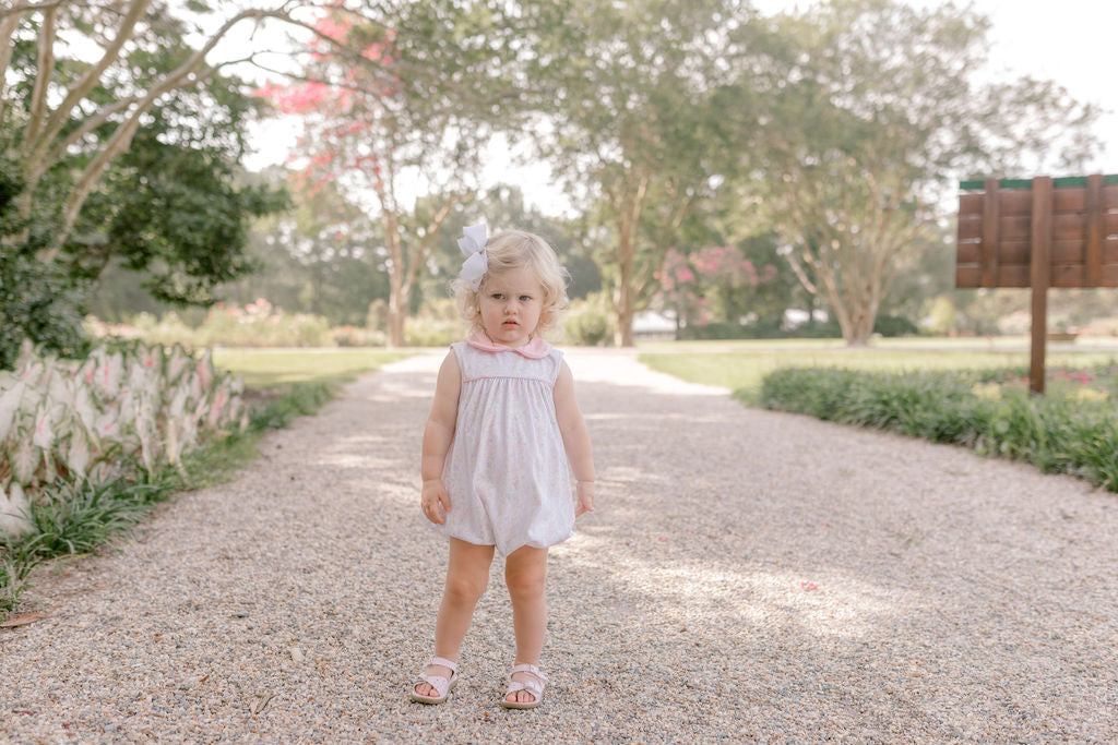 Pink Floral Stripe Knit Bubble