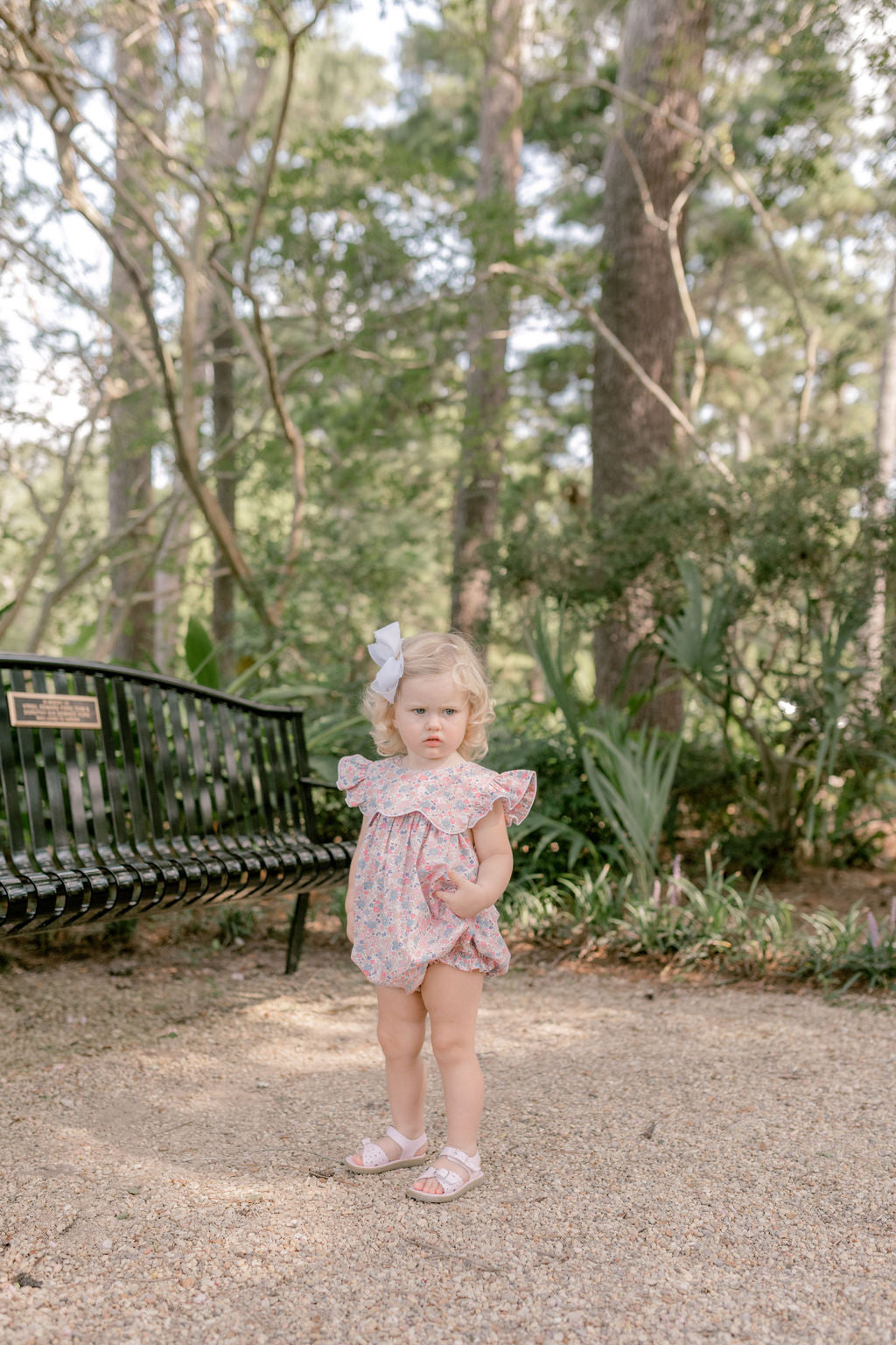 Pink Floral Bubble with Gingham Bow