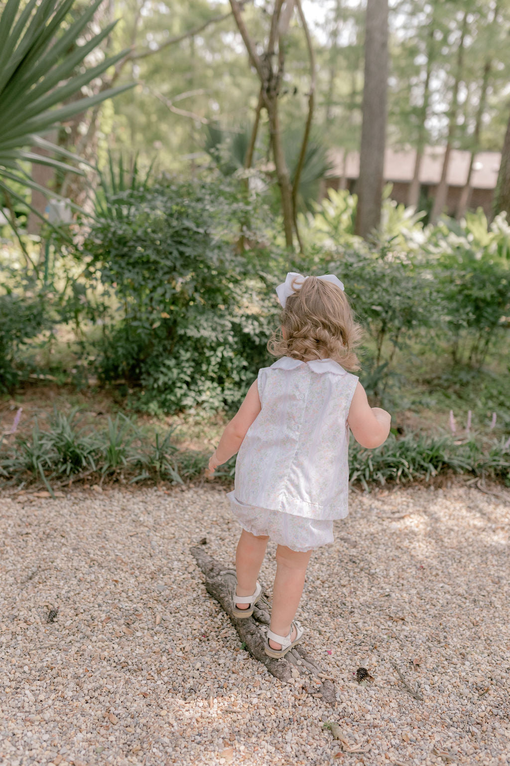 Pink Floral Stripe Pleat Bloomer Set