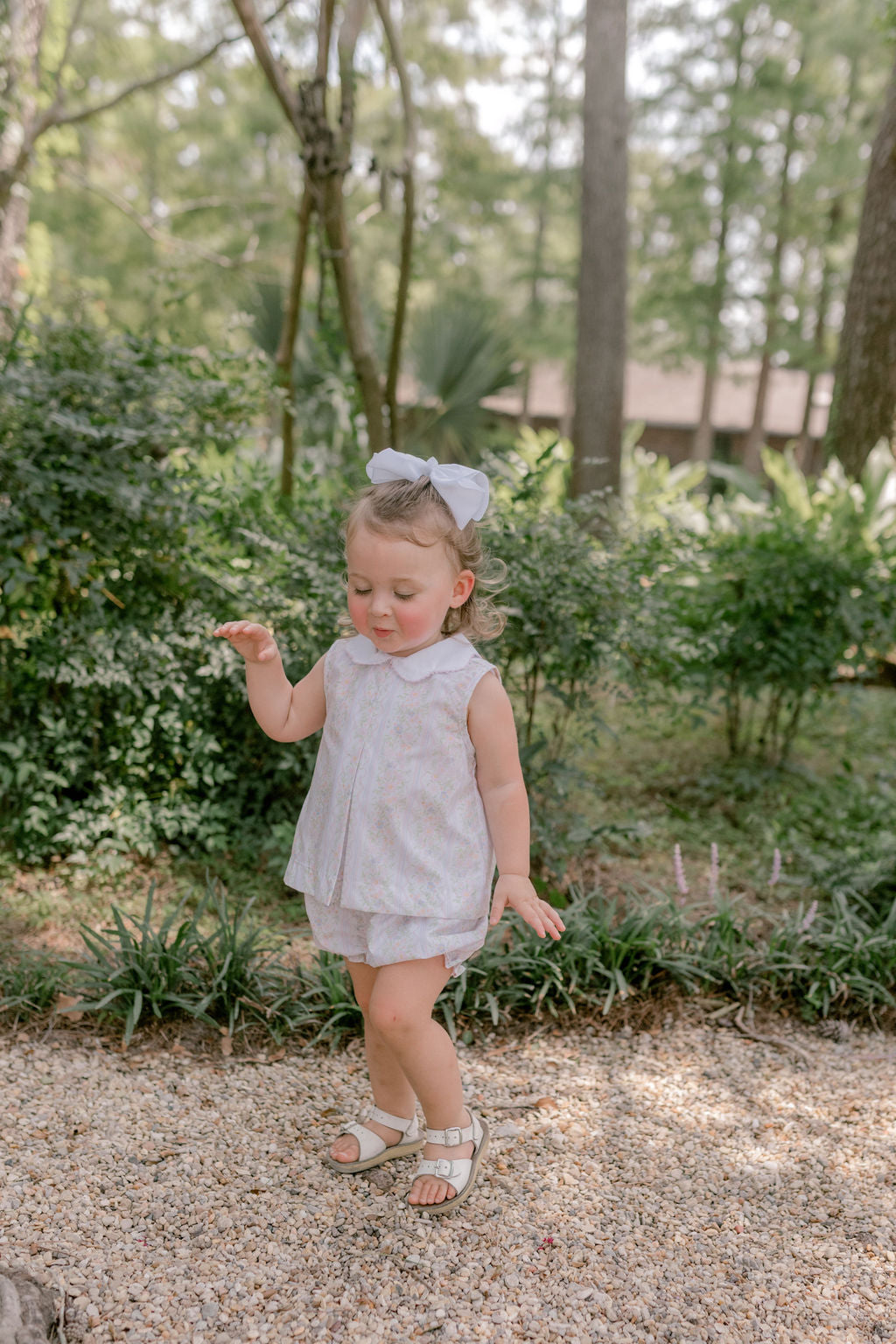 Pink Floral Stripe Pleat Bloomer Set