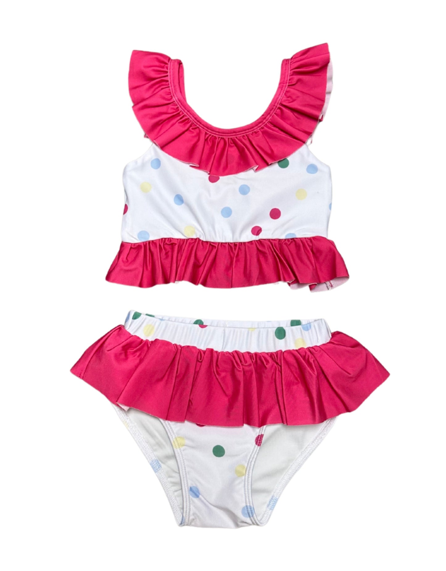 Colorful Polka Dot Two Piece Ruffle Swim