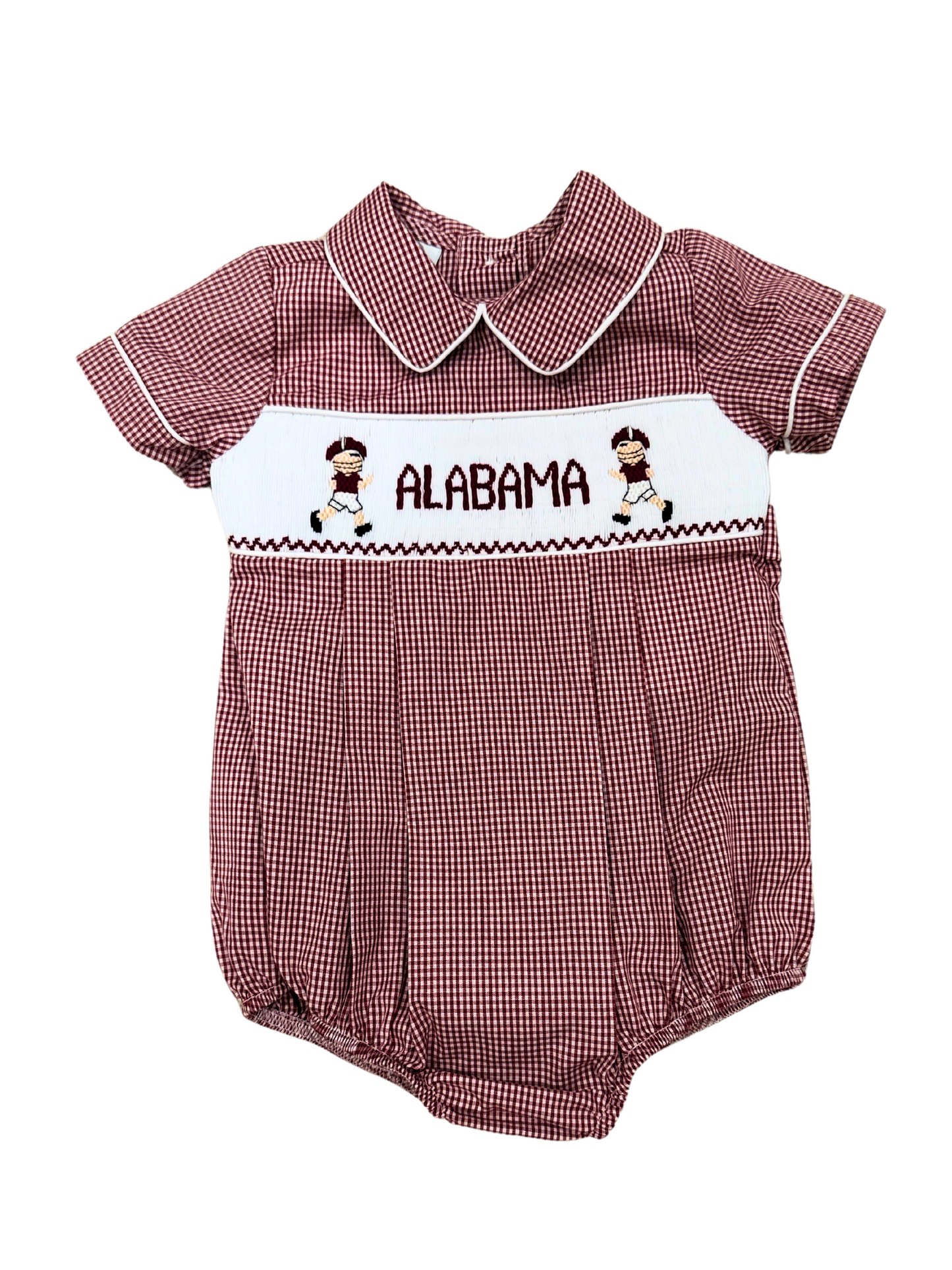 Crimson Gingham Alabama Smock Football Boys Bubble