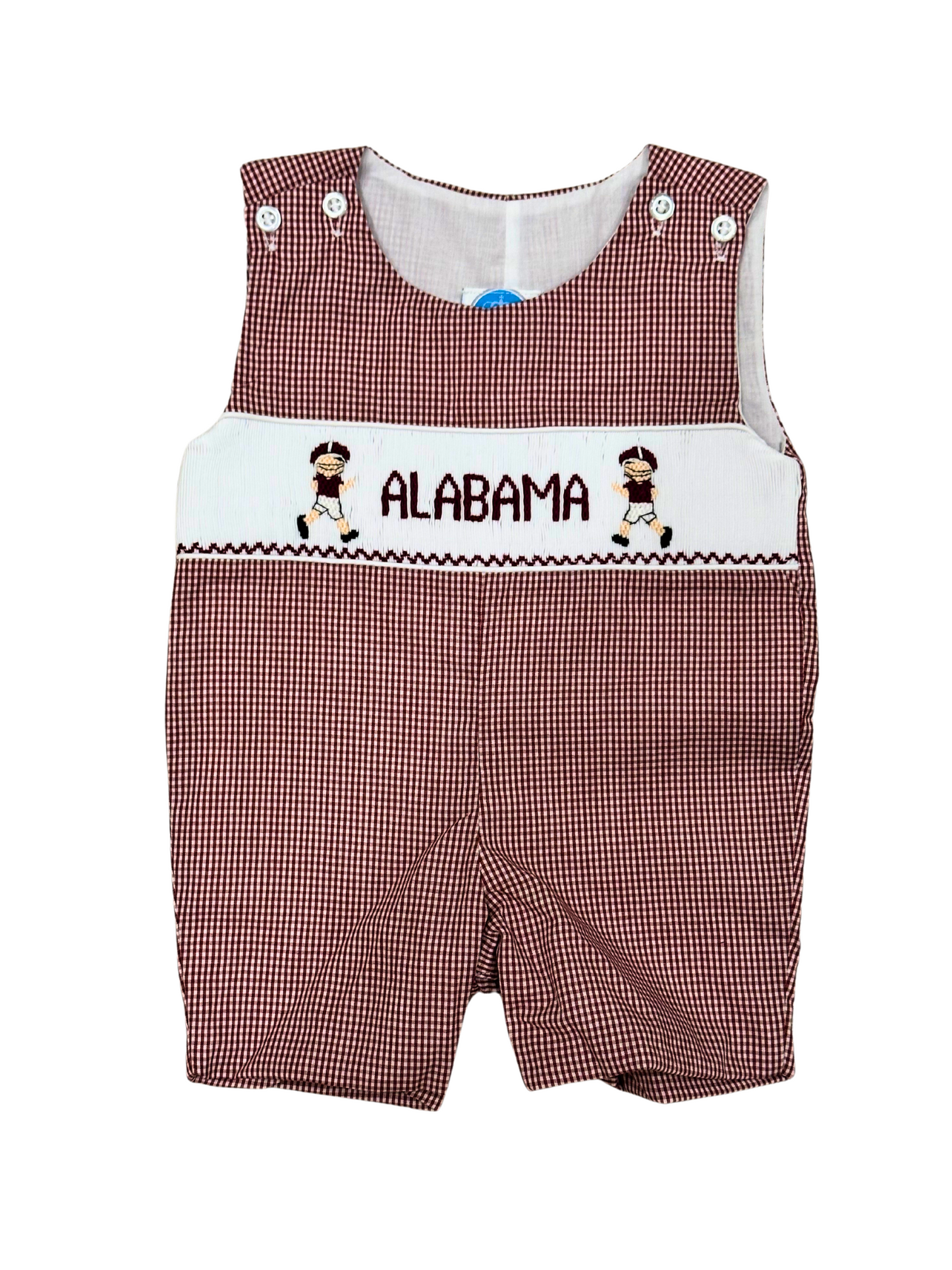 Crimson Gingham Alabama Smock Football Jon Jon