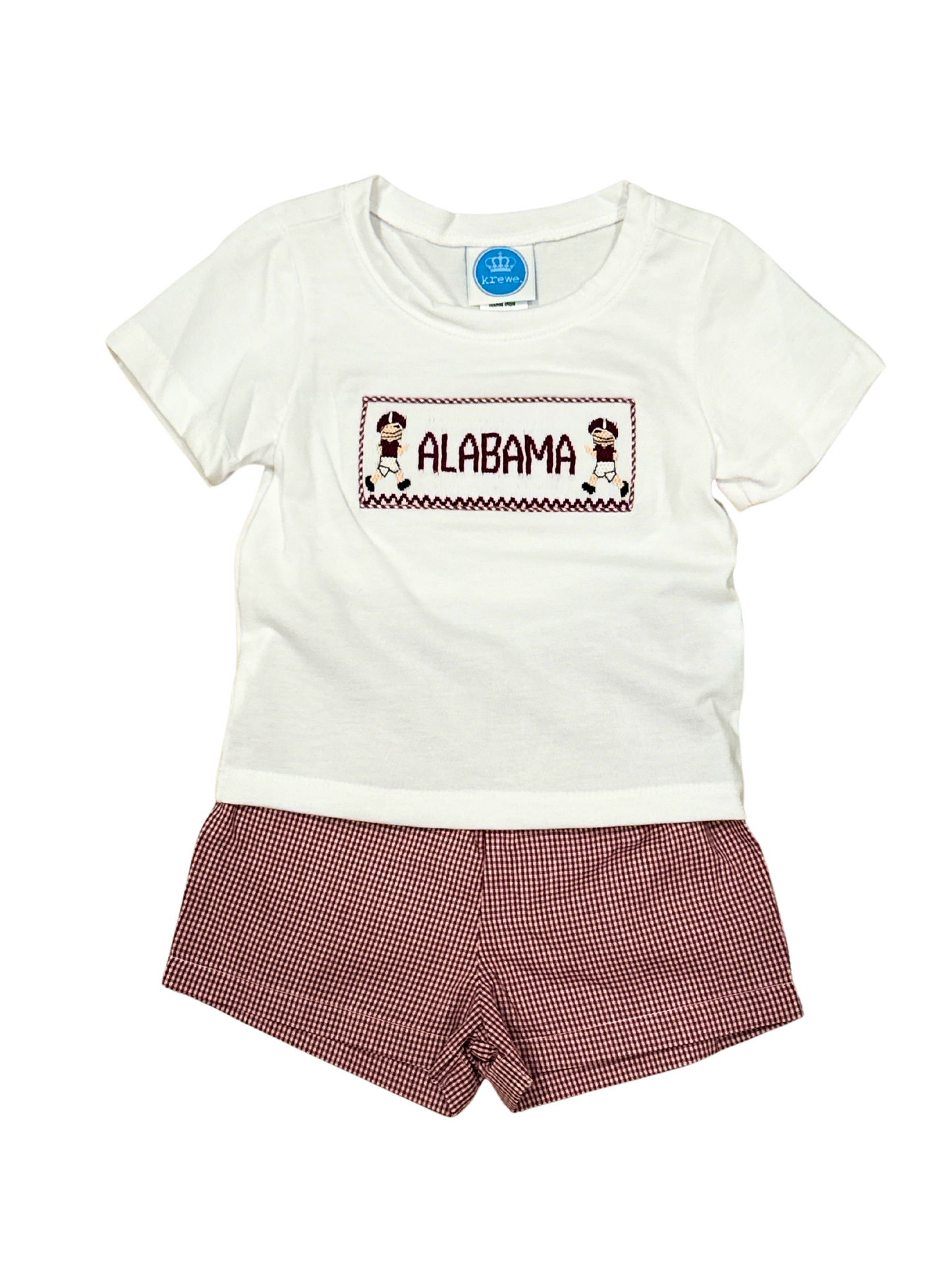 Crimson Gingham Smock Football Short Set