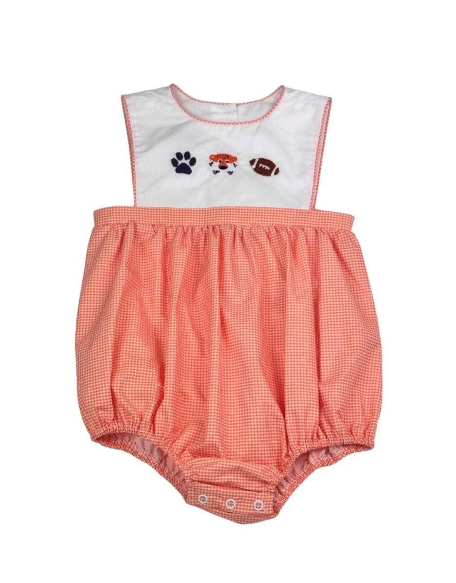 Orange Navy Tigers French Knot Boys Bubble