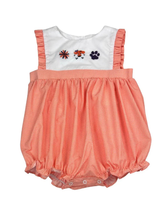 Orange Navy Tigers French Knot Girls Bubble