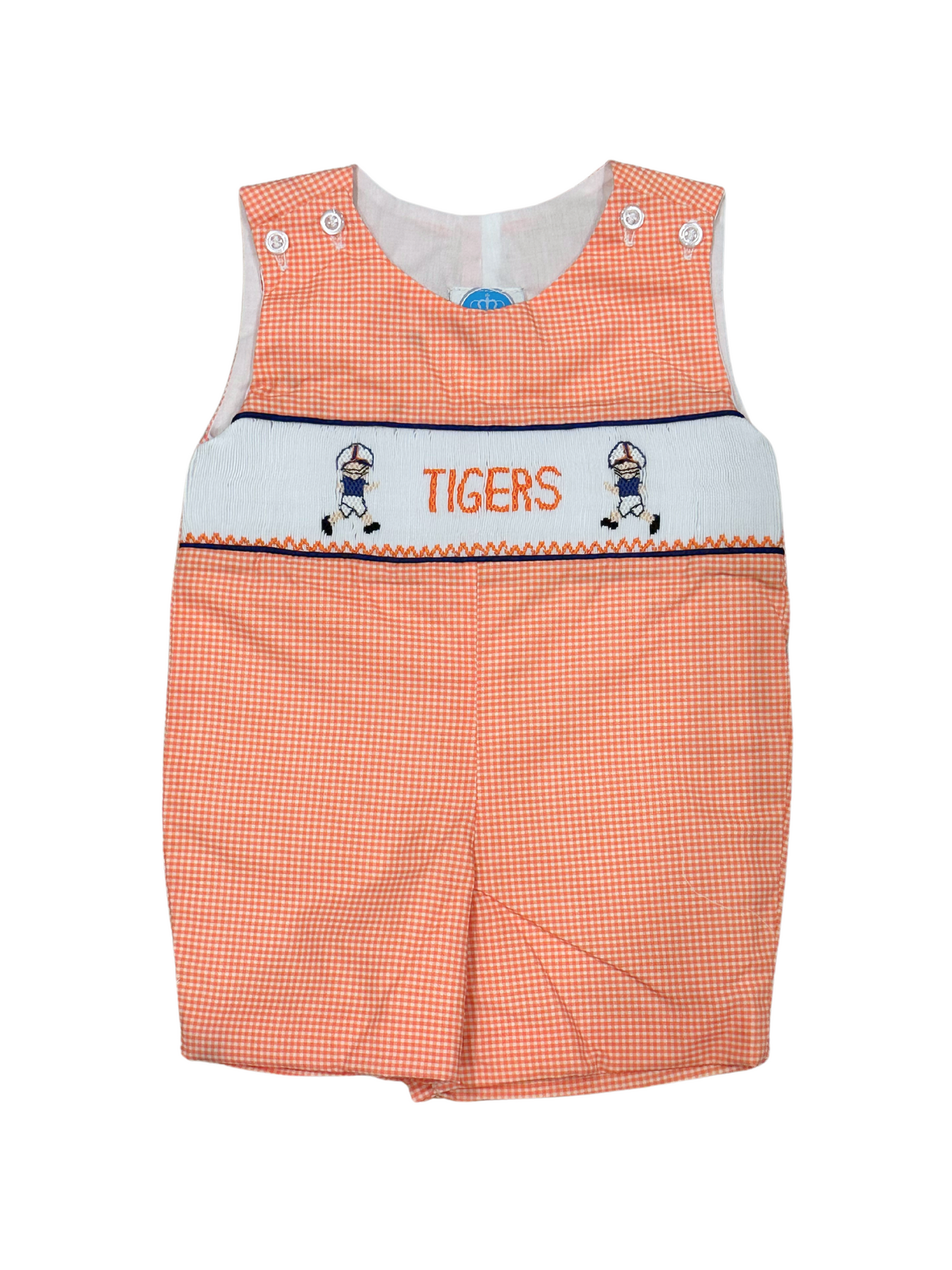 Gingham Orange Navy Tigers Smock Football Jon Jon