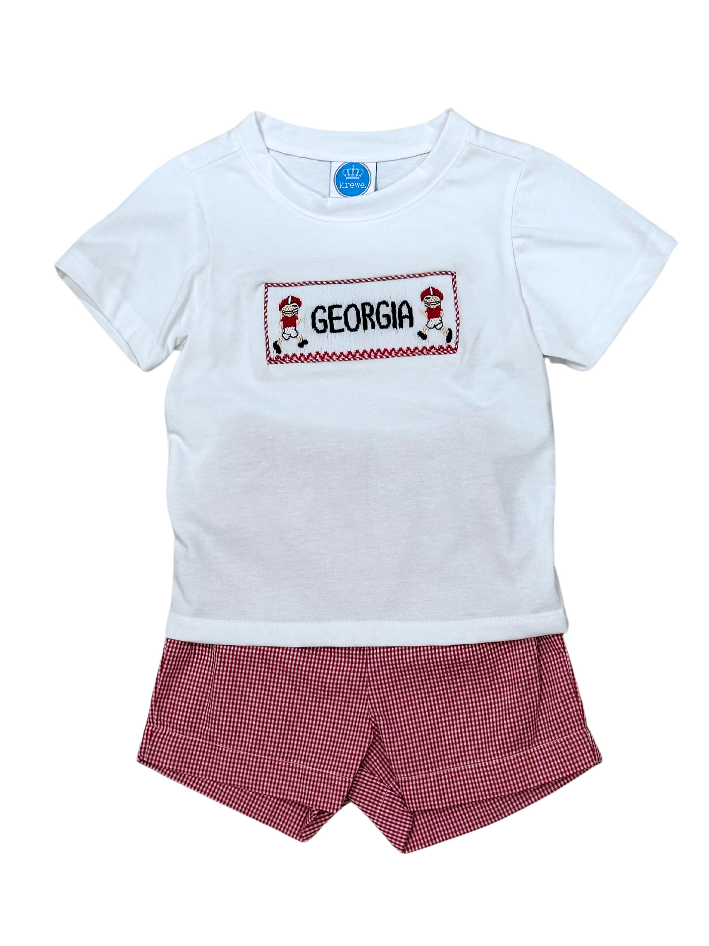 Red Gingham Georgia Smock Football Short Set